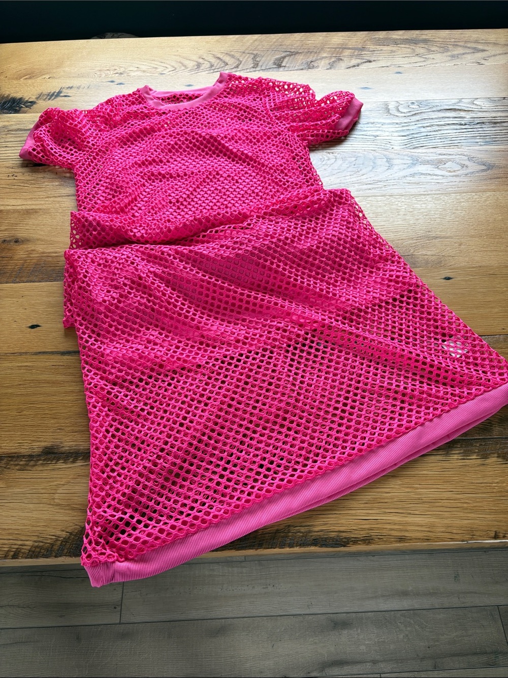 Bright Pink Mesh Maxi Dress - Women's Summer Cover-Up - Size Large